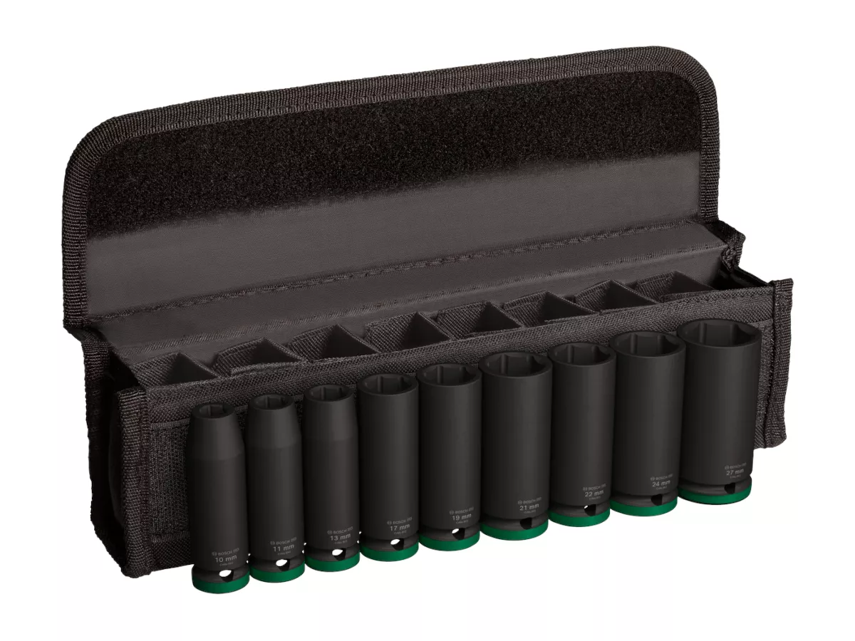 Jeu de 9 douilles 1/2\" longues Pro Impact Bosch 10-27mm